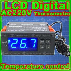   Digital Temperature Controller Thermostat Aquarium AC220V Blue Led new