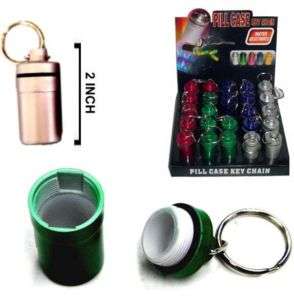 12 WATERPROOF PILL BOX KEY CHAINS container stash box  