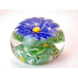  Murano Design Glass Blue Gazania Flower Paperweight TP0006 