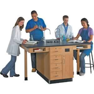  4 Student Double Faced Service Island   Cabinet with Four 