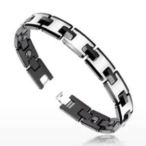  Tungsten Carbide IP Black Duo Tone Bio Magnetic Bracelet Jewelry