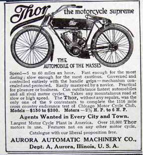 This is an original 1909 print advertising for Thor Motorcycles.The 