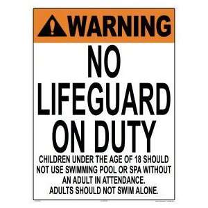  Warning No Lifeguard Sign 1007Ws1824E Patio, Lawn 