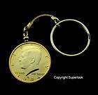 COIN JEWELRY Key Ring Chain Gold Plated Half Dollar