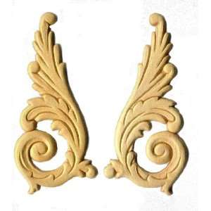 Birch Wood Applique   Large Feathered Upsweeps   Right & Left 6 x 2 3 