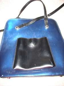 BEIJO patent leather blue black backpack silver accents GUC see pics 