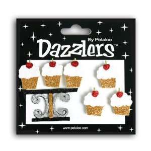  Dazzlers   Birthday   Cupcake x 6 w/stand   White/Gold by 