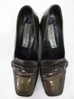 You are bidding on a pair of CHARLES DAVID Olive Patent Leather 