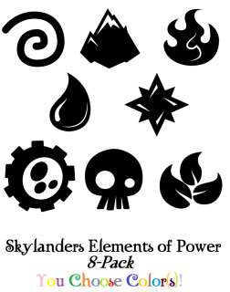 Skylanders Spyro Elements of Power 8 Pack Sticker/Decal Set Boys Room 