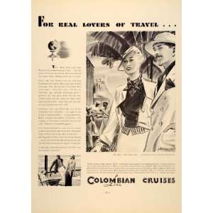 1934 Ad Colombian Line Cruises Ship Panama Jamaica   Original Print Ad