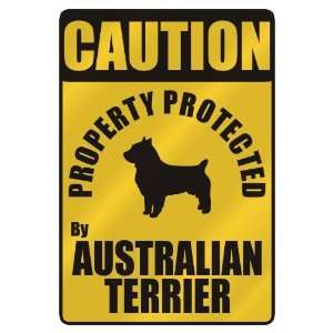 CAUTION  PROPERTY PROTECTED BY AUSTRALIAN TERRIER  PARKING SIGN DOG