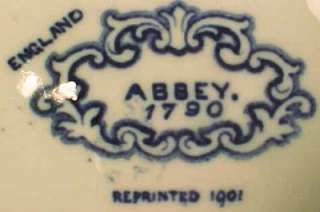 Antique ABBEY 1790 ENGLAND FLOW BLUE TRANSFERWARE PLATE A Beauty
