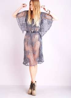   CROCHET Lace Sheer Cutout ANGEL SLV Hippie Mini FESTIVAL DRESS  