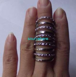   Cage Ring Punk Armour Knuckle Silver Tone Rings Band with Hinge  