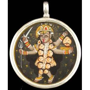 Goddess Kali Double sided Pendant with Auspicious Lotus Hands on 