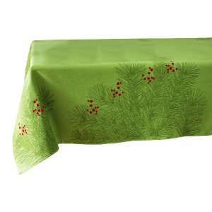 Tag Spruce Jacquard 100 Percent Cotton Tablecloth with Embroidered Red 