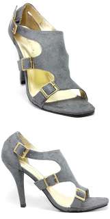 Gray Faux Suede Gladiator Buckle Sandals Size 8.5  