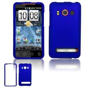  BLUE Hard Rubber Feel Plastic Full Case for HTC Evo 4G 