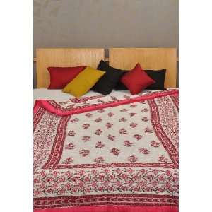  Single Size Jaipuri Reversible Quilt with Hand Block Print Work Size 