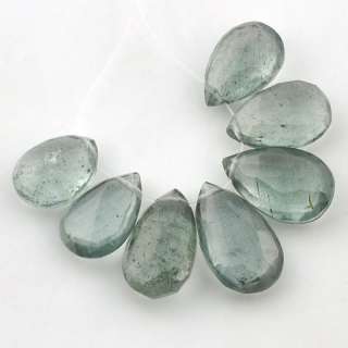 Moss Aquamarine Faceted Pear Briolette Beads (7)  