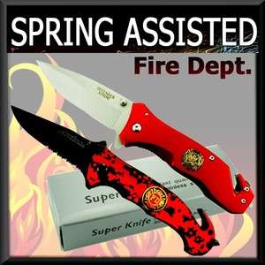 Fire Dept Spring Assisted Pocket Tactical Knives Rescue Tool SET   153 