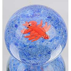 Murano Design Hand Blown Glass Art   Lobster Searching Love on Seabed 