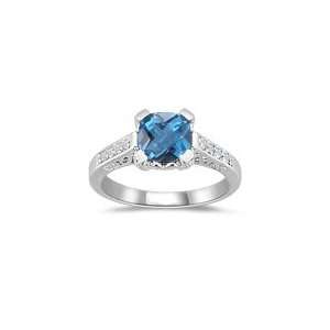  Fashion Rings   Diamond & Blue Topaz Ring in 14K White 