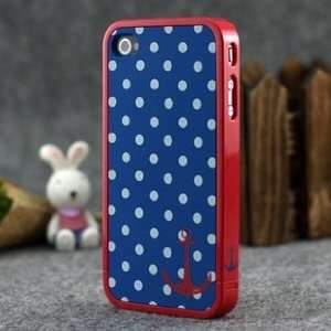  Blue and White Polka Dot Pattern Hard Case with Red Trim 