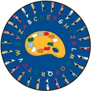  Learning Rugs CPR41 ABC Paintbrush Round Kids Rug Size 
