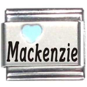  Mackenzie Light Blue Heart Laser Name Italian Charm Link 