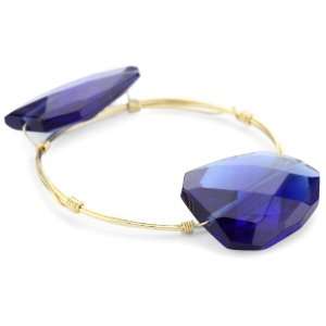   Stones Rock Gold Tone Double Stone Sapphire Blue Bracelet Jewelry