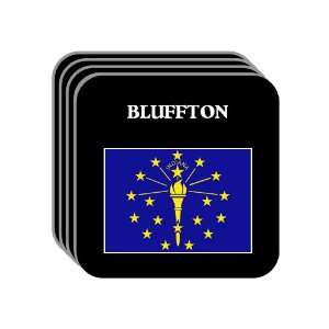 US State Flag   BLUFFTON, Indiana (IN) Set of 4 Mini Mousepad Coasters