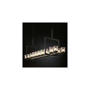   Light Single Tier Chandelier in Matte Black with Clear Textured glass