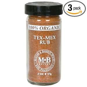 Morton & Bassett Organic Tex Mex Rub, 2 Ounce Jars (Pack of 3)  