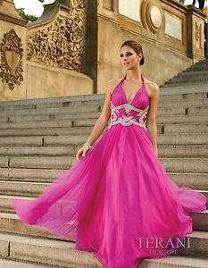 Terani P718 Fuchsia Rhinestoned Pageant Prom Gown 4  