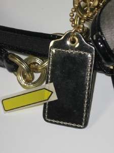 Coach 18355 Black Gold Poppy Signature Sateen Tote Handbag Purse 