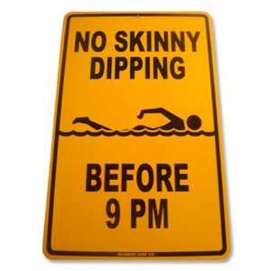  Seaweed Surf Co No Skinny Dipping Aluminum Sign 18x12 