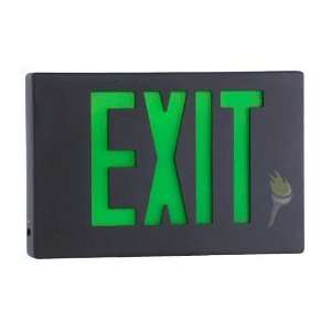   Exit Sign   Green Letters   Black Aluminum Housing   Battery Backup