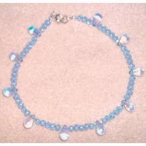  Light Blue Sapphire Aurora Borealis Crystal Beads Ankle 