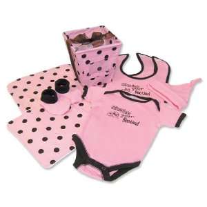  Shake Your Booties Pink With Brown Dot 8 Pc Baby Gift 