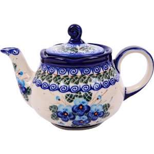   Teapot Fruti, 3 1/4 Cups, Royal Blue Patterns with Blue Pansy Flower