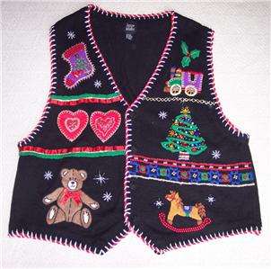 Plus Size 26 28 Ugly Christmas Sweater Vest Tree Holly  