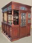   MAHOGANY Canopy HOME PUB BAR w/ 2 Doors, Marble & Stained Glass rmh