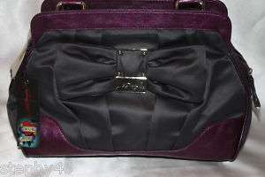 NWT ED HARDY Gray Purple BLACK TIE Satchel Bag $170  