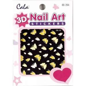   3D Nail Art Stickers x2 Packs Yellow Butterfly #86284+ Aviva Nail File