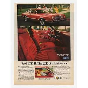  1977 Red Ford LTD II 2 Brougham Print Ad (20854)