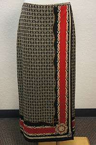 Talbots Black/Tan/Red Chain Link Look Full Length Wrap Around Look 