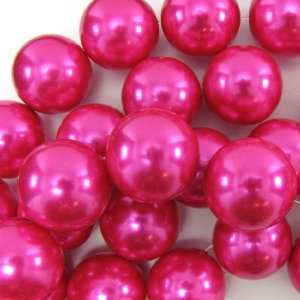  24mm magenta plastic pearl round beads 9 strand