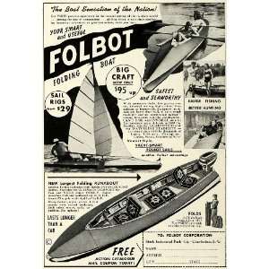  1954 Ad Folbot Corp Folding Boat Sail Rigs Watercraft 