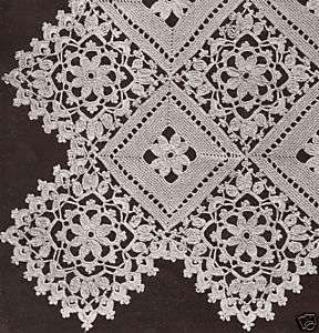 Vntg Crochet MOTIF BLOCK Lace Flower Bedspread Pattern  